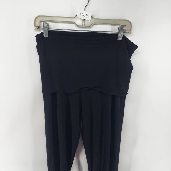 caraucci fold over black jogger pants size large - Picture 2 of 8